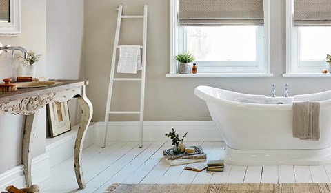 White and beige painted bathroom